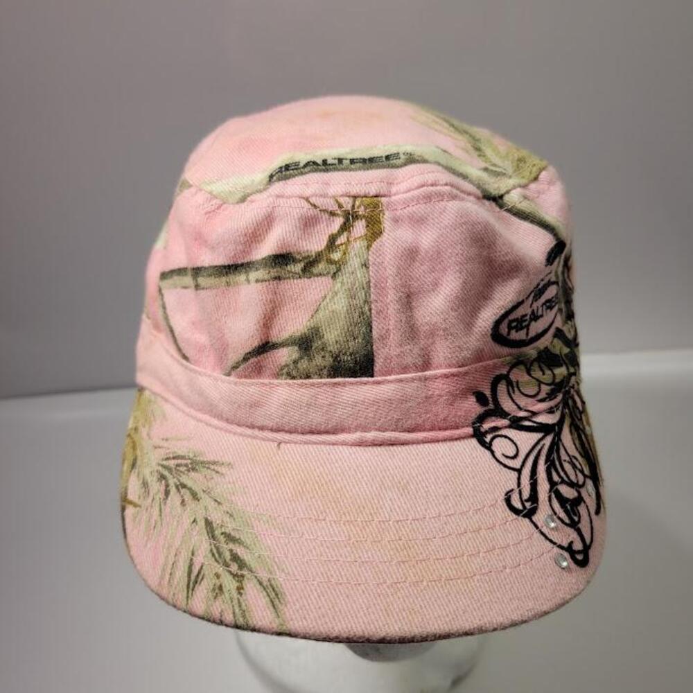 Realtree Hat Cap Army Strap Back Womens Adjustable Pink Camo Rhinestone Logo
